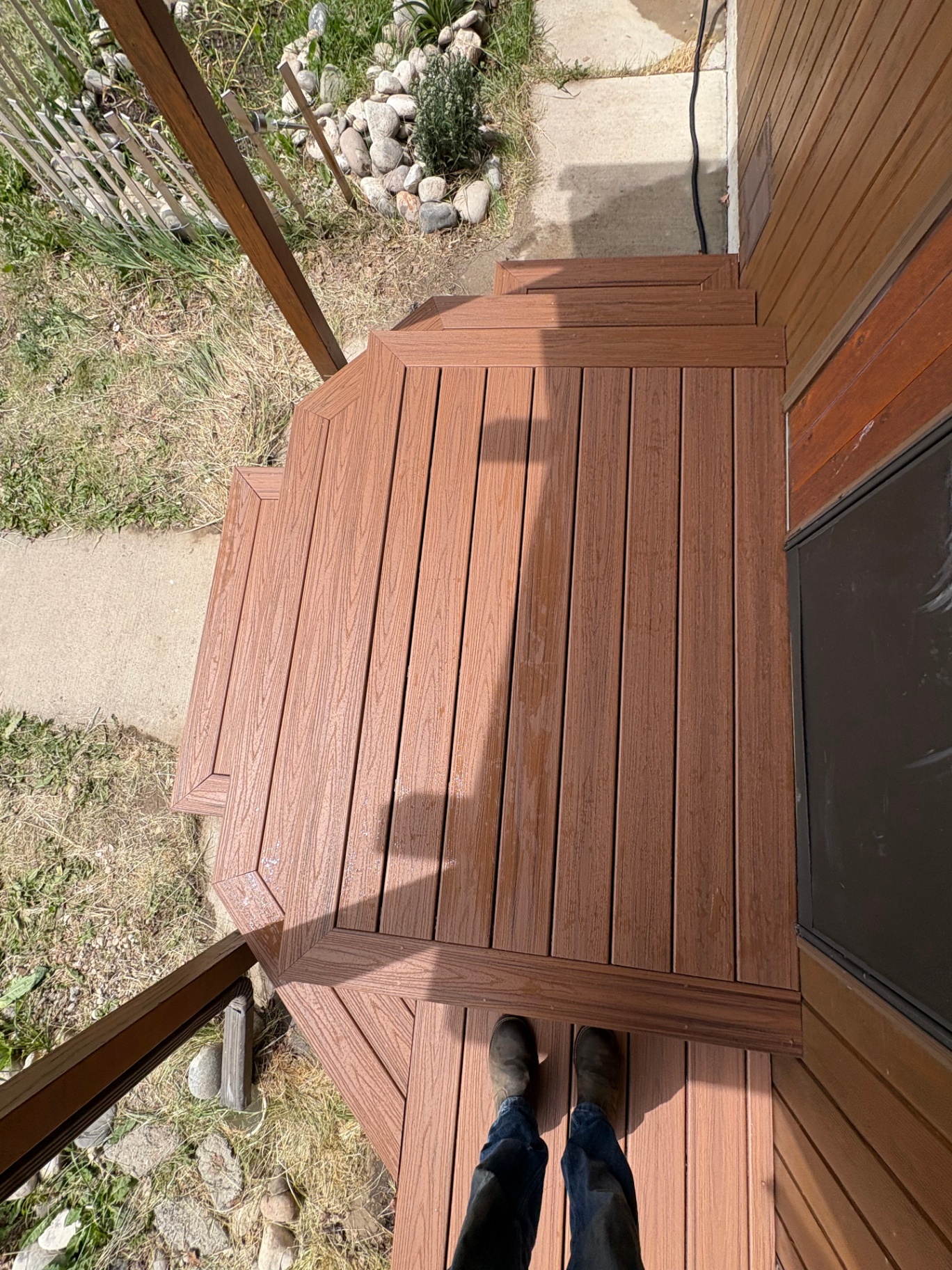 Angled composite landing detail — Stairs & Extensions project in Shreveport by ARK LA TEX Entreprises